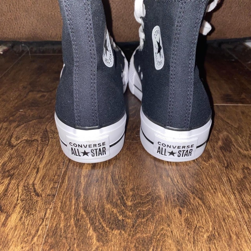 New Converse Canvas Black Platform CTAS Sneakers Black Various Sizes - Picture 2 of 4